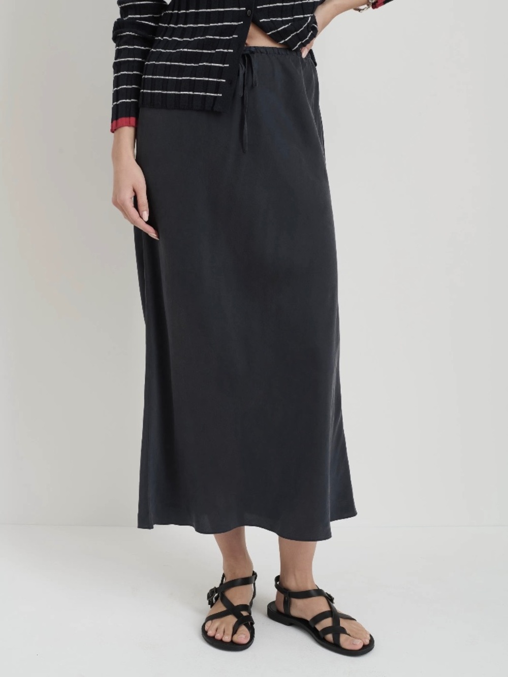 ALEX MILL Lilly Slip Skirt in Washed Silk Navy Size XS